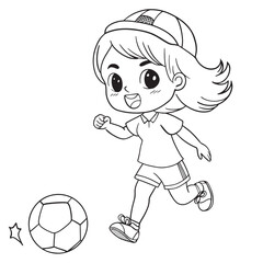 Happy child playing soccer