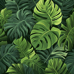 Tropical green leaf  background illustation