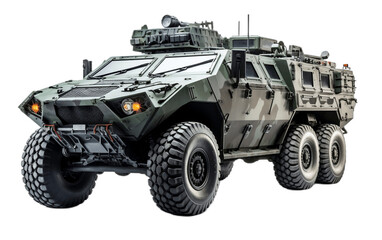 Armored Personnel Carrier APC Isolated on Transparent PNG Background, rendering. Generative AI