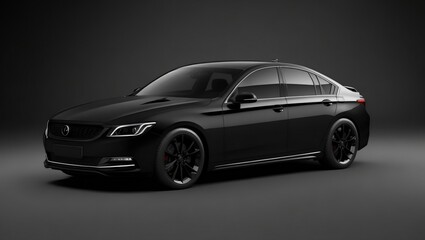 Modern new automobile in metallic black center of attention. generic modern design with no brand. 