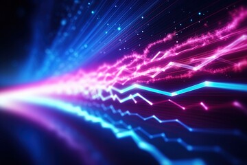 abstract futuristic background with pink blue glowing neon moving high speed wave lines and bokeh lights. Data transfer concept Fantastic wallpaper,