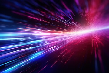 Fototapeta premium abstract futuristic background with pink blue glowing neon moving high speed wave lines and bokeh lights. Data transfer concept Fantastic wallpaper,