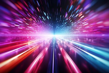 Obraz premium abstract futuristic background with pink blue glowing neon moving high speed wave lines and bokeh lights. Data transfer concept Fantastic wallpaper,