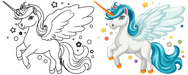 Cute Unicorn Cartoon Coloring Pages