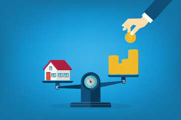 Housing prices rise, finance and banking about house concept, investment ideas about real estate. house loan, housing price.