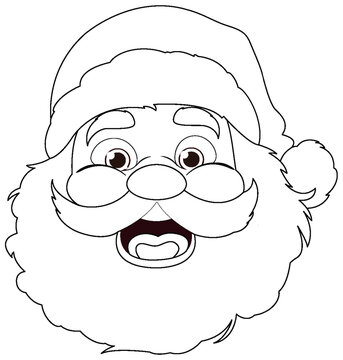 Smiley Santa Claus Cartoon Face Outline