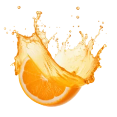 Keuken spatwand met foto Orange juice splash isolated transparent, Generative AI © aiartist