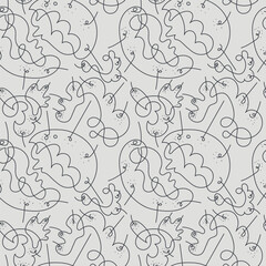 Abstract vector surreal seamless pattern with colorful unusual hand drawn elements