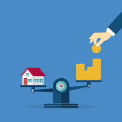 Housing prices rise, finance and banking about house concept, investment ideas about real estate. house loan, housing price.