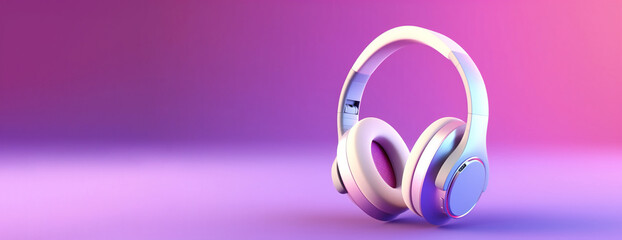 Obraz premium Stylish 3D Icon of Generic Wireless Headphones on Pink Background with Copy Space