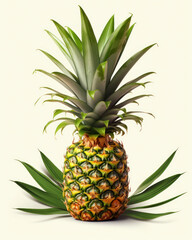 Fototapeta premium A vector graphic of a pineapple on a white background with a few tropical leaves