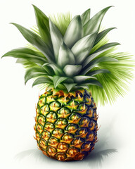 Fototapeta premium A vector graphic of a pineapple on a white background with a few tropical leaves