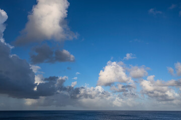The picturesque Caribbean sky over the sea