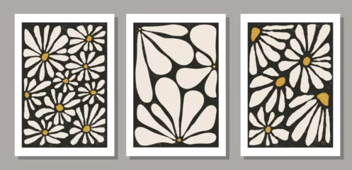 Fotobehang Set of contemporary collage botanical minimalist wall art poster © C Design Studio