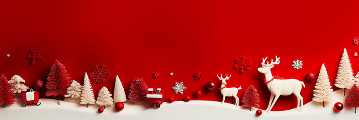 Cute reindeer Christmas image made of kraft material with copy space.
