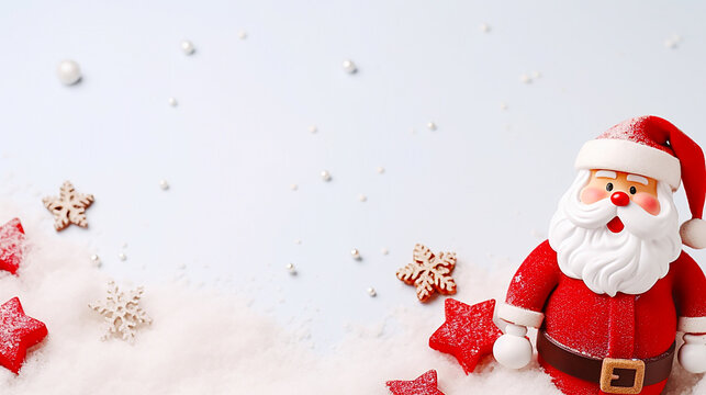 Cute Santa Christmas image made of kraft material with copy space.