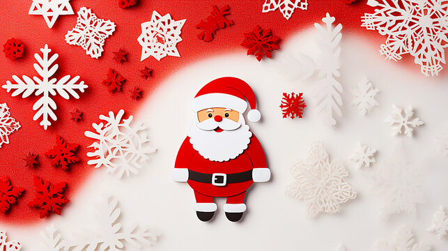 Cute Santa Christmas image made with craft materials.