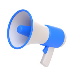 Cartoon megaphone isolated on white background. Loudspeaker or bullhorn in minimal style. 3D render illustration