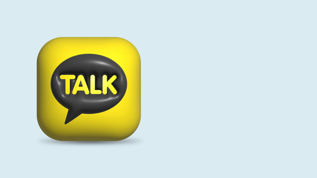 Surabaya, Indonesia - September, 2023: Isolated 3d icon KakaoTalk logo, gradient colorful symbol. Social media app for sharing images and videos with other people of the network.