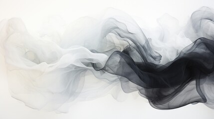Balck and white smoke or abstract wave swirl on white background
