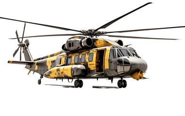 Army Helicopter Isolated on Transparent PNG Background, rendering. Generative AI