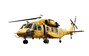 Yellow Helicopter Isolated on Transparent PNG Background, rendering. Generative AI