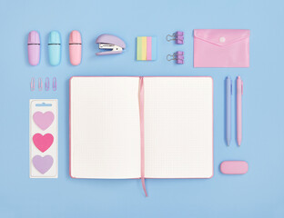 Empty notebook page for your text in frame of pastel color stationery