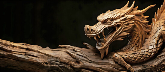 Panorama Chinese wooden dragon 2024.AI generated.