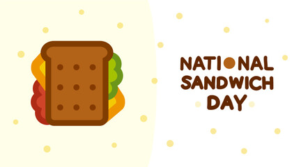 National Sandwich Day.  Vector illustration isolated on white background. Cartoon illustration. For poster, cover, fllyer, banner, template, greeting card.