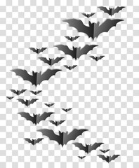 Fototapeta na wymiar Halloween party banner , group of bats in paper cute style isolated on png or transparent background, sale banner template, website, poster, vector illustration