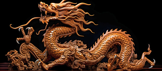 Panorama Chinese wooden dragon 2024.AI generated.