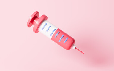 Cartoon syringe object, 3d rendering.