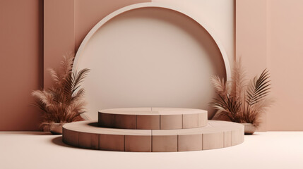 Fototapeta premium Modern background platform with pink glass podium. Background vector 3d rendering crystal modern podium platform. stand show cosmetic product. Stage showcase on pedestal modern 3d studio platform