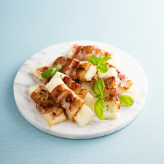 Roasted bacon-wrapped halloumi cheese 