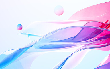 Abstract gradient glass background, 3d rendering.