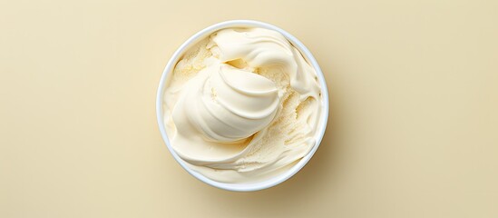 Vanilla ice cream alone on isolated pastel background Copy space
