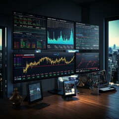 data visualization touch screen workspace forex stats stcks information