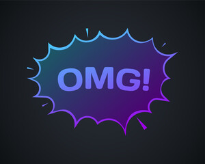 OMG icon. Flat, color, black background, surprise icon, OMG sign. Vector icon