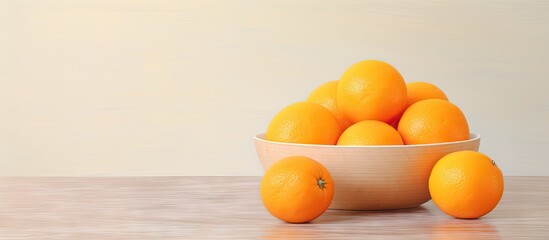 Mandarin orange on isolated pastel background Copy space en bowl peeled