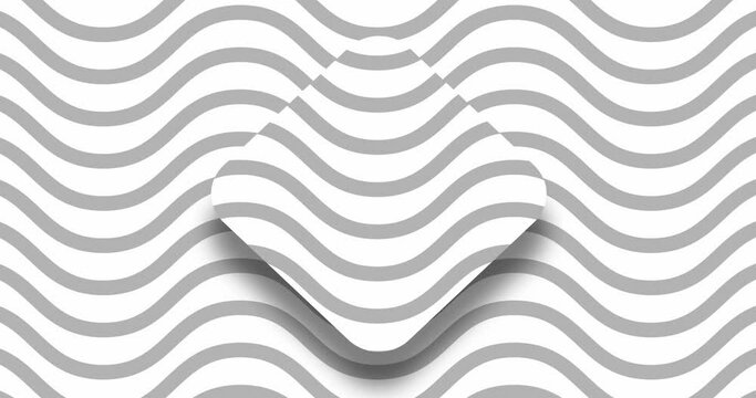 abstract moving lines flat animated background. soft zigzag wavy lines moving diagonally from down right to left up over a flat rounded square shape. white color motion graphics background.