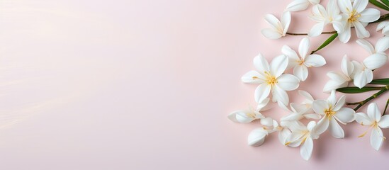 Thai jasmine rice ears on a isolated pastel background Copy space