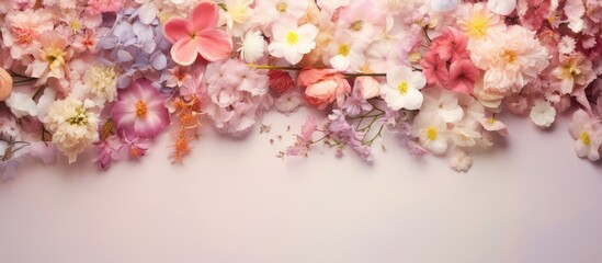 The flowers belong on the garden homepage isolated pastel background Copy space