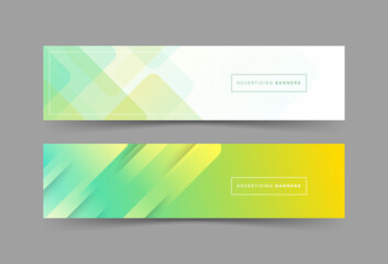 Fototapeta premium banner background, 2 color, green and yellow, slash, pattern effect, 2 set collection . eps 10