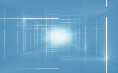 Abstract neon tunnel, 3d rendering.