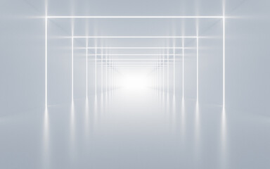 Abstract white tunnel, 3d rendering.