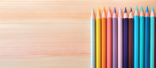 Pencils with a wooden hue isolated pastel background Copy space - Powered by Adobe
