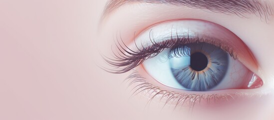 Macro close up shot of isolated pastel background Copy space eye iris © HN Works
