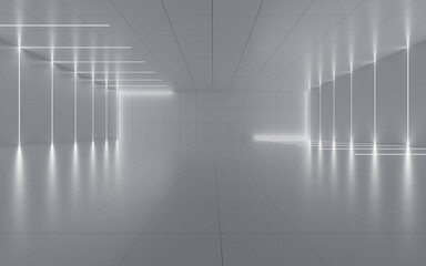 Abstract interior building, 3d rendering.