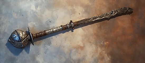 Medieval knights bludgeoning weapon old mace isolated pastel background Copy space