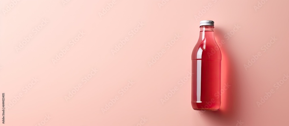 Poster plastic bottle with clipping path drink displayed on a isolated pastel background copy space